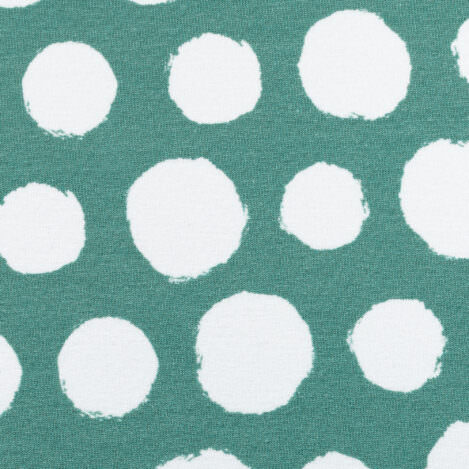 Sweat "Rosie", grün, angeraut, Tupfen, Punkte, smaragd, Ökotex 100. Weicher, elastischer Stoff für Sweatshirts, Hoodies und Jogginghosen.