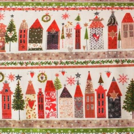 Baumwolle "Lapland 401", weiß, Christbäume, Sterne, Herzen, Adventskranz, Engel, Schneeflocke, 100% Baumwolle, Ökotex 100, für Tischwäsche