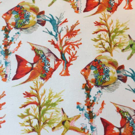 Wachstuch "Unter Wasser", weiß, beschichtete Baumwolle, Tischdecke, Futterstoff, wasserabweisend