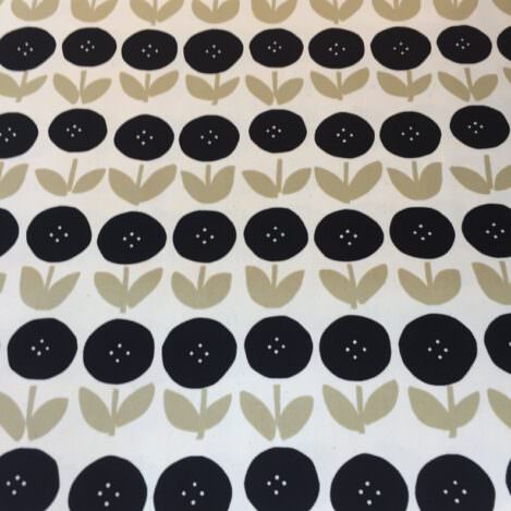 Baumwolle "Knopfblumen", schwarz, Kokka, natural life, Blumen, Knöpfe, Japan, 100% Baumwolle
