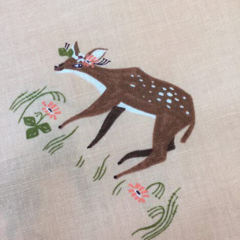 Baumwolle "Strawberry Fields Hirschkuh", altrosa, Reh, Bambi, Hathor, Rehkitz, Batist, 100% Baumwolle
