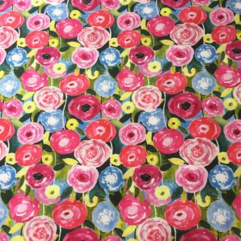 Baumwolle "Flower Fantastico", rosa, Blumen, Wiese, Sommer,  100% Baumwolle