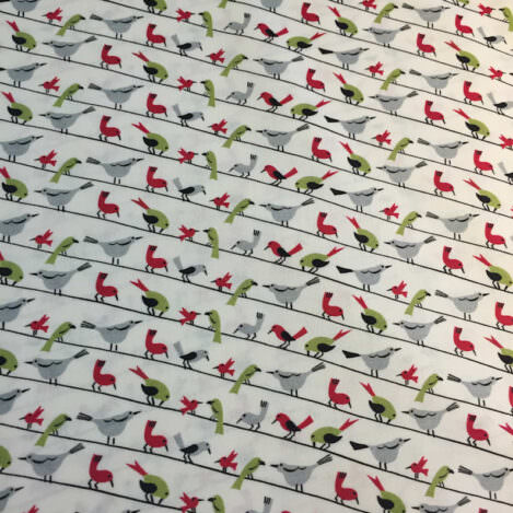 Baumwolle "Retro Minis Bird", natur, Vögel, Piepmatz, Vogelschwarm, Batist, 100% Baumwolle