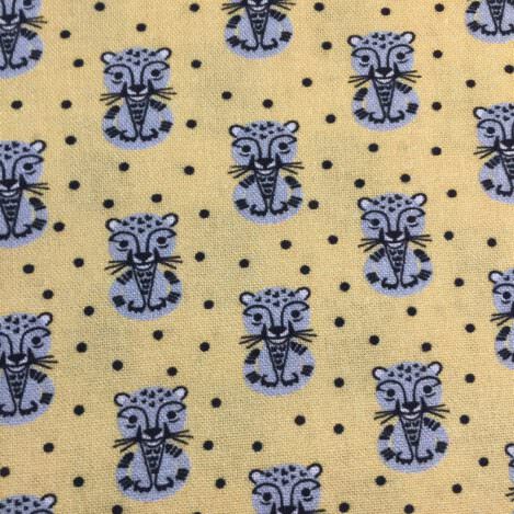 Baumwolle "Retro Minis Tiger", gelb, Wildkatze, Katze, Wilde Tiere, Batist, 100% Baumwolle