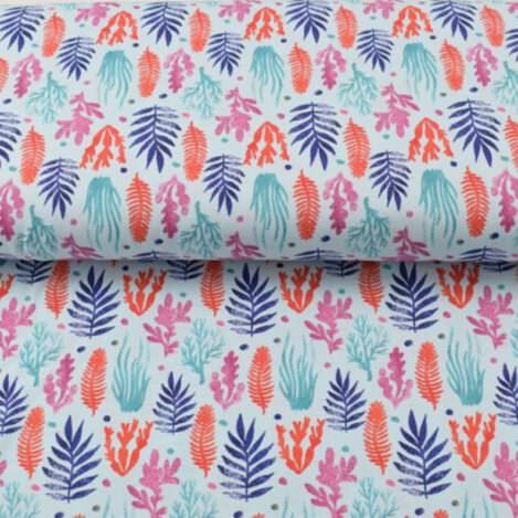 Jersey "Korallen", Korallenriff, Unterwasserwelt, Meer, Meeresboden, Baumwolle, 210gr/m2