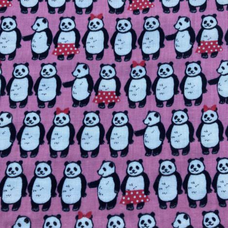 Baumwolle "Panda", Kokka, rosa, doublierte Gaze, Polka Dots, Schleife, Bär, 100% Baumwolle