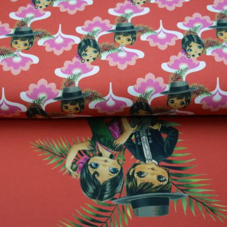 Jersey "Spanish Flamenco Kids",  Panel, orange, Spanien, Blumen, Stenzo, Ökotex 100