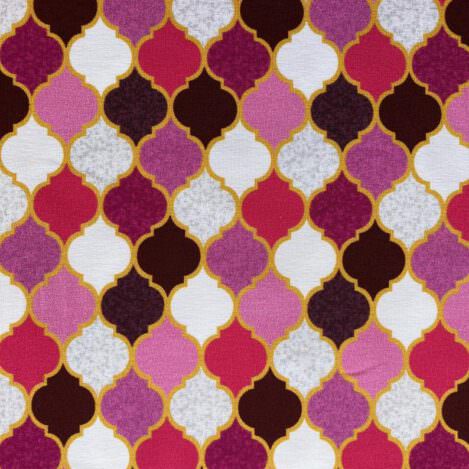 Jersey "Moroccan Tiles", rosa, Marroko, Kacheln, 1001 Nacht, Märchenpalast, 200gr/m2, Ökotex 100