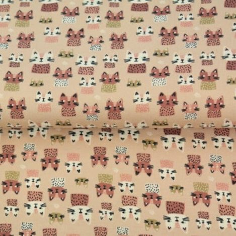 Jersey " Cute Katzen", altrosa, Katze, Ökotex 100