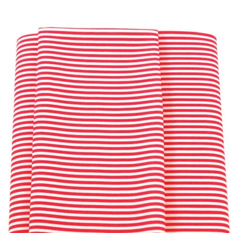 Baumwolle "Guna 401", hellrot, weiß, gestreift, Percal, Streifen, Sommer