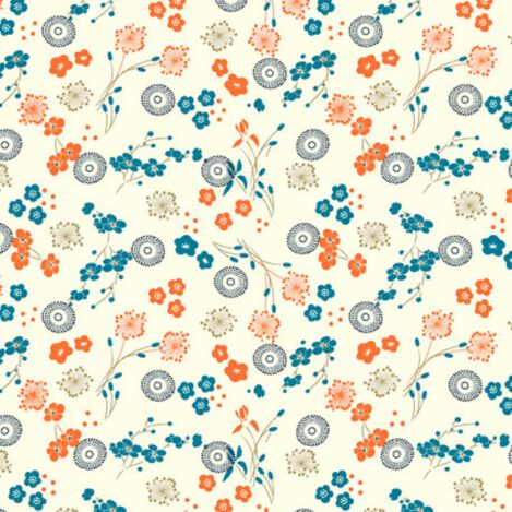 Baumwolle "Hanako c-702", Japanische Blüten auf weiß, Kirschblüten, Ökotex 100