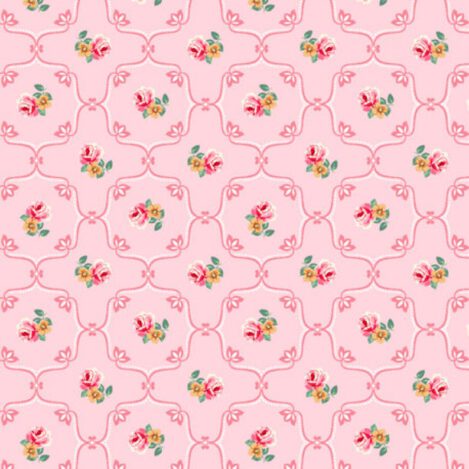 Baumwolle "Melina", rosa, C-302, retro,  Dirndl, Rosen, Tapetenmuster, Ökotex 100