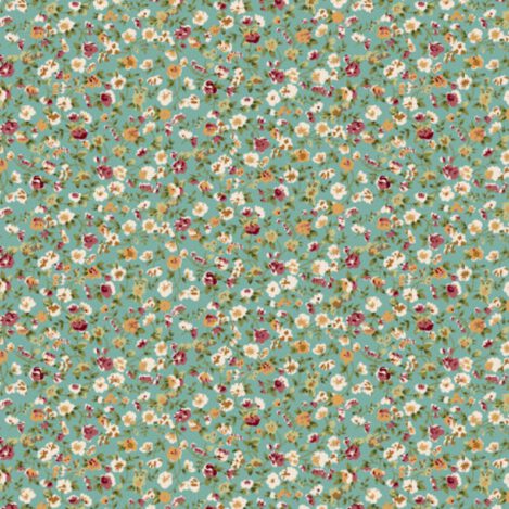 Baumwolle "Carissa", C-701,  türkis, Blumen, Blüten, Sommer, Wiese, Spanien, 100% Baumwolle, Ökotex 100