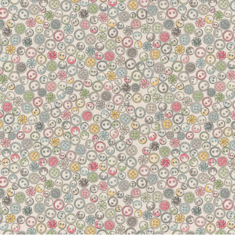 Baumwolle, "Buttons", beige-bunt, Knöpfe, Ökotex 100