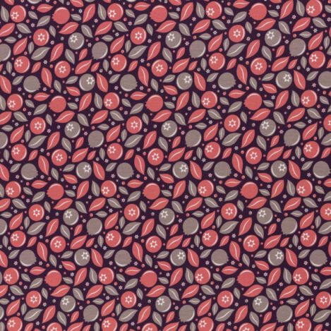Jersey "Blueberry Crush", lila, by lucklig, Beere, Blüte, Blätter, Ökotex 100. Elastischer Stoff für T-Shirts, Kleider, Strampler und Hosen.