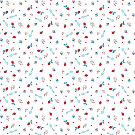 Baumwolle "Tiny SPOON 150", Löffel, Erdbeere, Törtchen, Ökotex 100