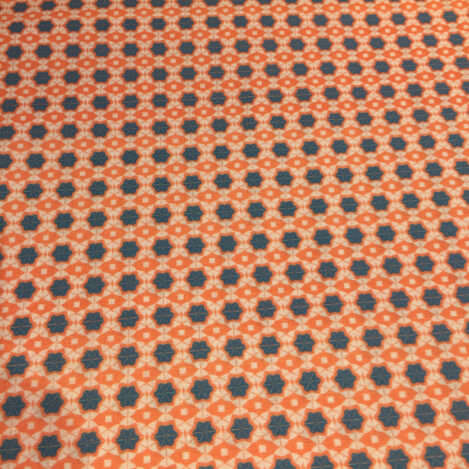 Baumwolle "DOI-701", Grafisch, orange, beige, Rauten, Masken, Blusen, Hemden, Kleid, Rock, Ökotex 100