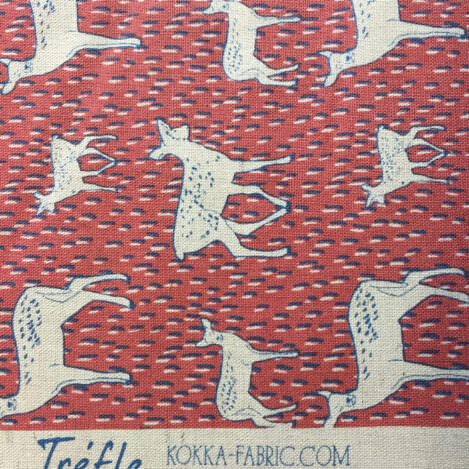 Baumwolle/ Leinen "Rehe", rot, Kokka, Kissen, Jacke, Rock, Hose, Japan