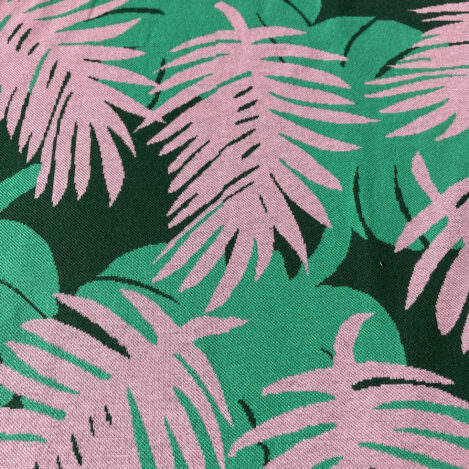 Baumwolle, "Leaves Green", Jacquard, Blätter, grün, Adlico Textile, Organic Jacquard Knit, 225gr/m2