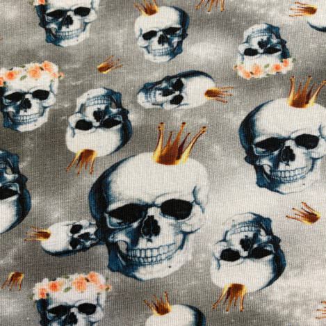 Jersey "Skull and Crown", Schädel, Totenkopf, Krone, Rosen, Baumwolle, 220gr/m2