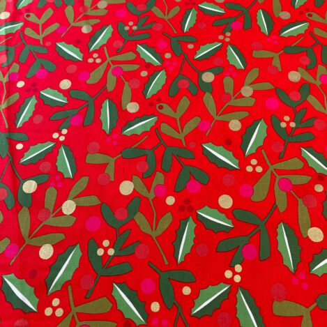 Baumwolle "merry mistletoe", rot, Ilex, Stechpalme, Alexander Henry Fabrics, 2017, 100% Baumwolle