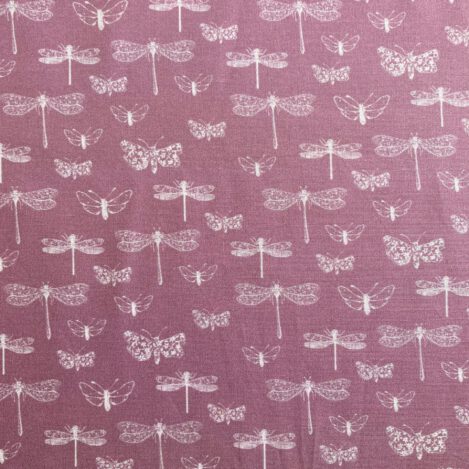 Baumwolle "Juli Mono", altrosa, c-302, Libellen, Motten, Schmetterlinge , Maskenstoff, Popelin, Ökotex 100