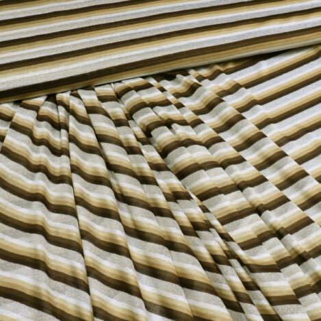 Viskosejersey Lurex & Querstreifen - braun / beige / wollweiss / silber Extra breit !