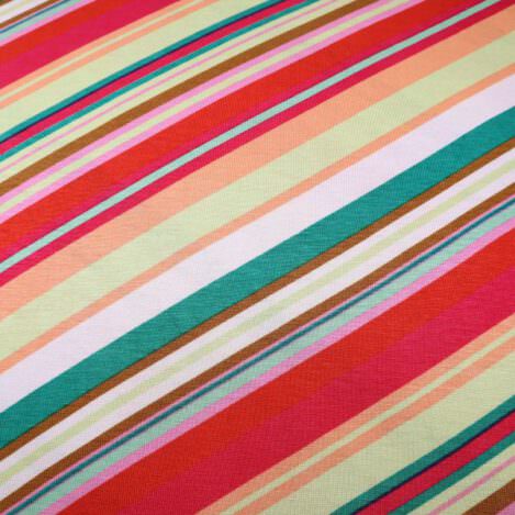 Viskosejersey mit Diagonalstreifen - wollweiss / lachs / fuchsia / hellgrün