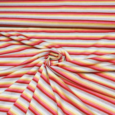 Viskosejersey Lurex & Querstreifen - rot / pink / orange / gelb / wollweiss /silber Extra breit !