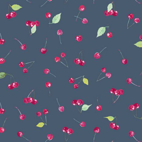Bio Jersey "Cherry Picking" von Art Gallery Fabrics. Elastischer Bio Stoff für weich fliesende Kleider, Röcke und Hosen, für groß und klein, Ökotex 100