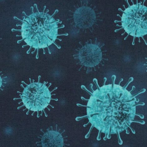 Baumwolle Kim "Virus" blau, fest gewebte Baumwolle, Ökotex 100, für Blusen, Hemden, Taschen, Tischwäsche und vieles mehr, nicht dehnbar