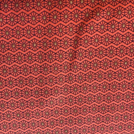 Jersey " Sam, polar freeze copper " koraal, korallenroter Jersey mit Rautenmuster und Glitzerpunkten, elastischer Stoff für Kleidung für große und kleine Menschen