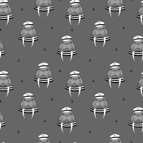 Jersey "Captain Walrus", steel grey, elastischer Biostoff für tolle Mode für große und kleine Menschen, formstabil und langlebig