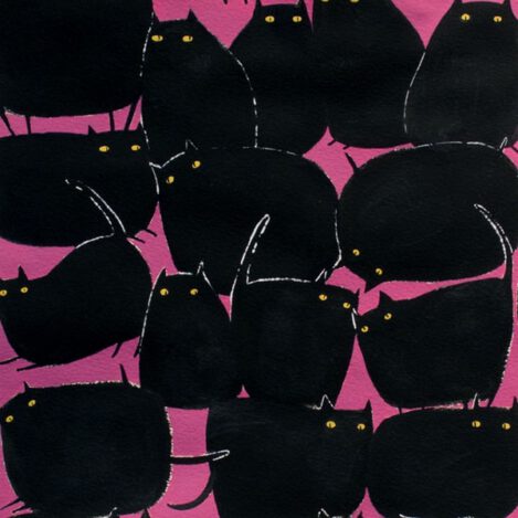 Baumwolle " Magic Meows ", lila, Hounted House von Alexander Henry, gewebte, nicht elastische Baumwolle für Mode, Accessoires und Deko,