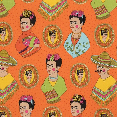 Baumwolle " Frida Kahlo ", nicht elastischer Baumwollstoff für witzige Kleider und Accessoiress