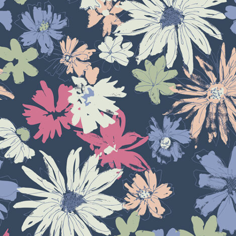 Jersey " Blumenmeer ", elastischer Stoff für T-Shirts, Kleider, Röcke und Hosen