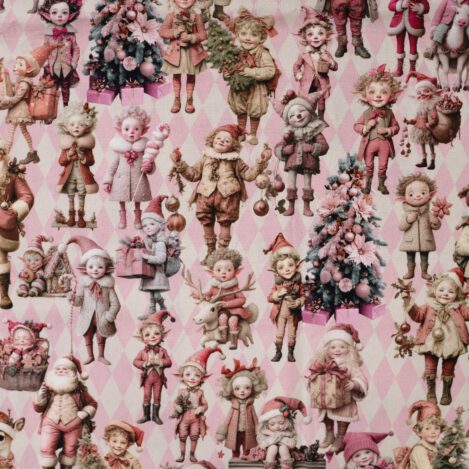 Stenzo "Elves Pink" Cotton Poplin Digital Print