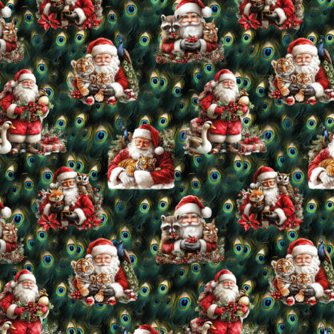 Stenzo "Animal Christmas Grass" Cotton Poplin Digital Print